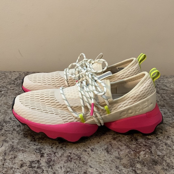 Sorel Pink, Beige, and Neon Yellow Shoes - Picture 4 of 15